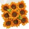 9PCS Artificial Orange Sunflowers – 5.9" Silk Flowers with Stems for Summer Home Decor, DIY Bouquets & Kitchen Centerpieces